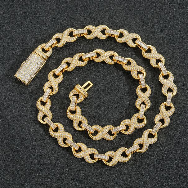 Meisa Nuova collana Hip-Hop da 10 mm di larghezza con catena a forma di 8, personalità infinita, cubana, unisex, con clavicola_voghion.com