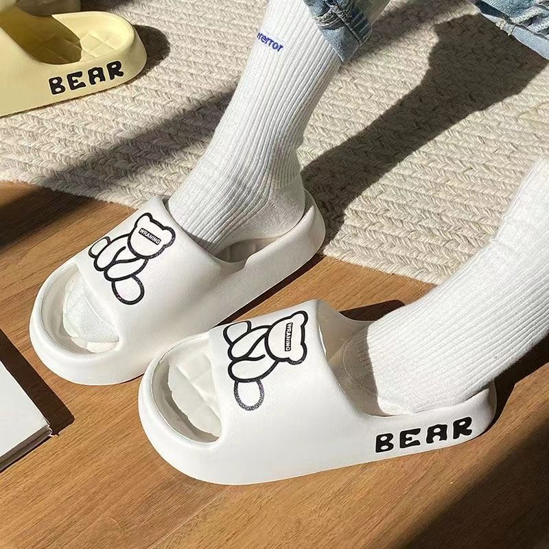 EVA Slippers For Female Students To Wear In Summer, Cartoon Bear Flip Flops, Household Soft Soled Bathing Slippers For Men_voghion.com