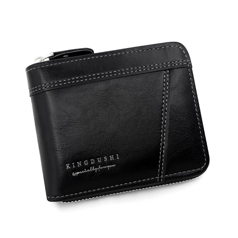 Nueva cartera corta para hombre con cremallera horizontal y clip para billetes, moderna, informal, de gran capacidad, con múltiples tarjetas._voghion.com
