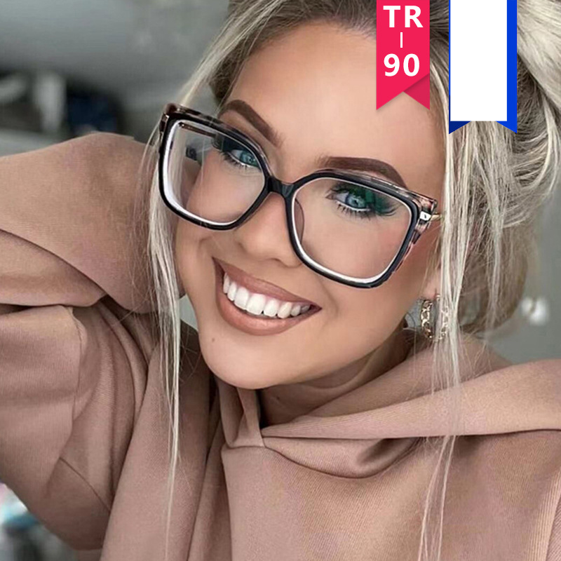Unisex Square flat lens women's glasses frame anti-blue light ins camera frame_voghion.com