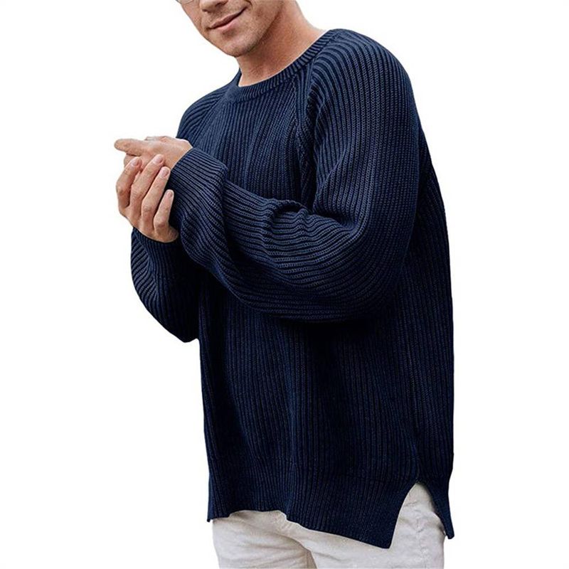 Spring 2025 Fashion Knitwear Pullovers Men Round Collar Pure Color Long Sleeve Sweater_voghion.com