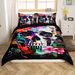 Capa de edredom com caveira de açúcar, capa de edredom com esqueleto gótico para berço para meninos e meninas, conjunto de cama com caveira de Halloween, decoração de quarto com estampa floral em aquarela_voghion.com