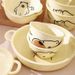 Kids Ceramic Rice Bowl Set - Cute French Cream Style Tableware High-Quality Porcelain Dish Set For Children Microwave & Dishwasher Safe_voghion.com