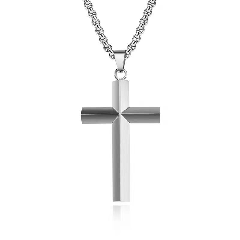 Collana con ciondolo a croce 3D S in argento sterling da uomo, stile coreano, leggera, di lusso, di alta gamma, minimalista_voghion.com