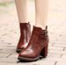2018 Autumn Winter New British Style Chunky Belt Buckle High Heel Elastic Women's Ankle Boots Plus Size_voghion.com