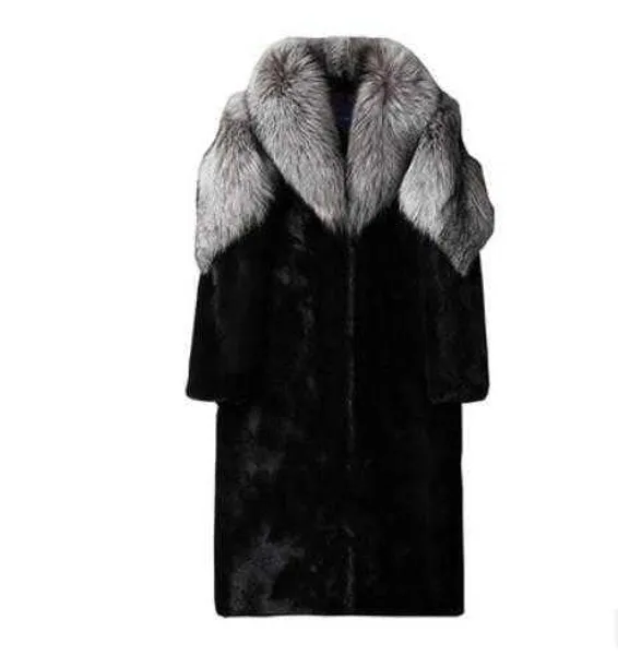 Pelliccia da uomo finta S/6XL uomo lungo tratto autunno inverno imitazione capispalla di grandi dimensioni casual maschile patchwork caldo parka falso_voghion.com