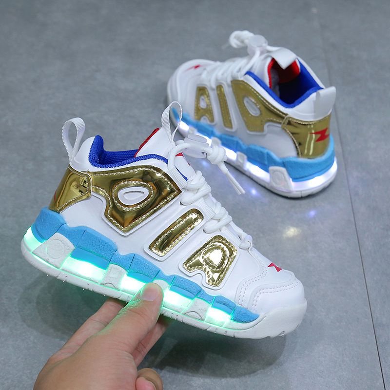 Charging Colorful Light Shoes Glitter With Light Solid Bottom Shoes Glow-in-the Dark Boy Girl Student Children Sports Shoes Basketball Shoes_voghion.com