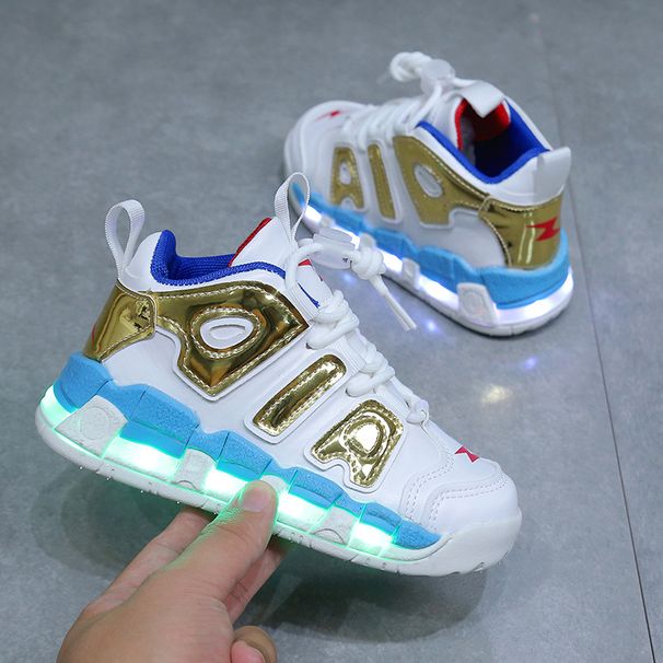 Charging Colorful Light Shoes Glitter With Light Solid Bottom Shoes Glow-in-the Dark Boy Girl Student Children Sports Shoes Basketball Shoes_voghion.com