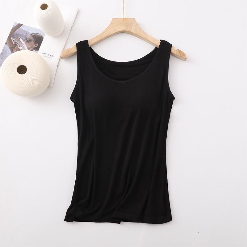Small Camisole Vest with Chest Pad Women's Inner Wide Shoulder Strap Base All-match Outer Wear Collarbone Exposed Underwear Sleeveless Summer_voghion.com