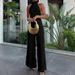 2025 Summer New Design Halter Neck Top Two-Piece Set Draped Casual Pleated Wide-Leg Pants Suit For Women_voghion.com