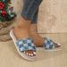 Women's Shoes large size flat sandals color matching square slip on round head sandals_voghion.com