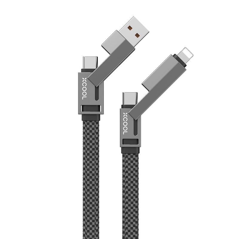 XCOOL USB C cable, 4-in-1 data (6 feet), 100W charger with hook loop fasteners and management, USB-C cable \/fast_voghion.com