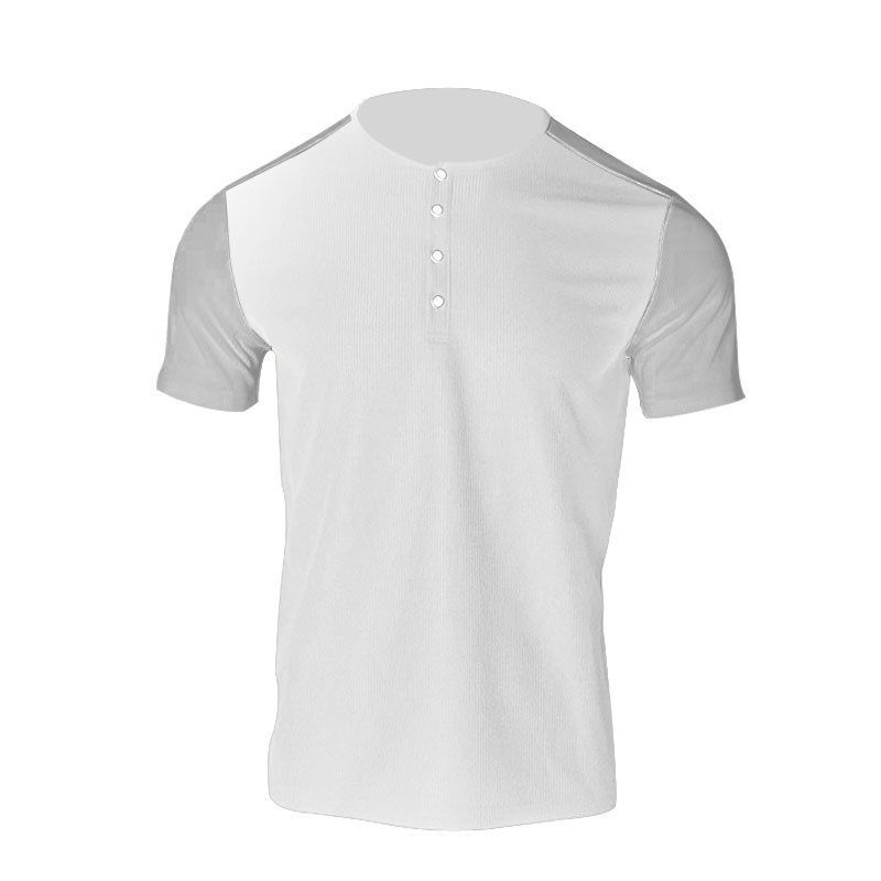 2024 New Plus Size Men's Oversized Waffle Texture T-Shirt Henley Shirt Color Block Short Sleeve_voghion.com