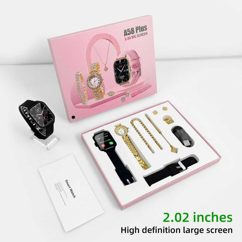 Smart Watches New A58 Plus Smartwatch With Bluetooth Calls, Hit, Full Diamond Small Gold Watch, Full Jewelry_voghion.com