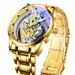 Classic new men's double-sided transparent skeleton full self waterproof luminous quartz watch dynamic mechanical watch_voghion.com