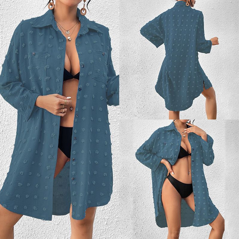 Camisa de protección solar UPF para mujer: playera abotonada (talla única, ligera y elegante)_voghion.com
