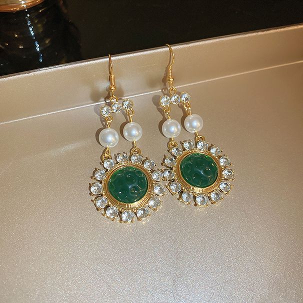 Antikes Designer-Ohrringset mit runder Perlenkette und Retro-Temperament, leichtem Luxus und übertriebenem Palastschmuck_voghion.com