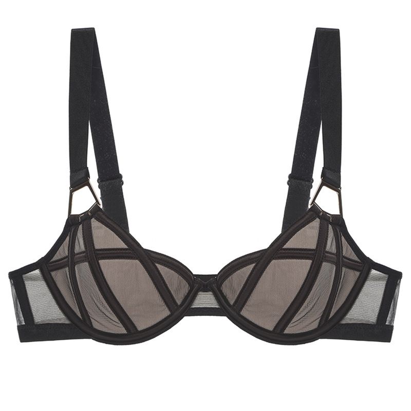 Unterwäsche & Nachtwäsche Sexy dünner Netzstoff mit breiten Schultergurten, weicher Stahlring-BH_voghion.com