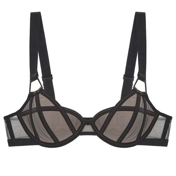 Unterwäsche & Nachtwäsche Sexy dünner Netzstoff mit breiten Schultergurten, weicher Stahlring-BH_voghion.com