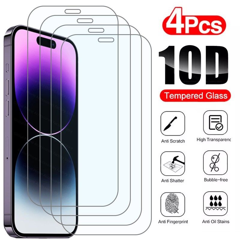 4 buc. sticlă securizată pentru iPhone 15 11 14 12 13 Pro Max XR X XS XSMax 14Plus 15Plus 13Mini Protector de ecran pentru iPhone 7 8 6 6S Plus SE2020 Glass_voghion.com