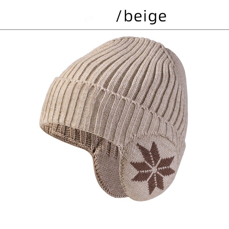 Adīta cepure, pāra sniegpārsliņu ausu aizsardzība, plīša džemperis, riteņbraukšana brīvā dabā, aukstuma un vēja necaurlaidīga, silta cepure vīriešiem_voghion.com