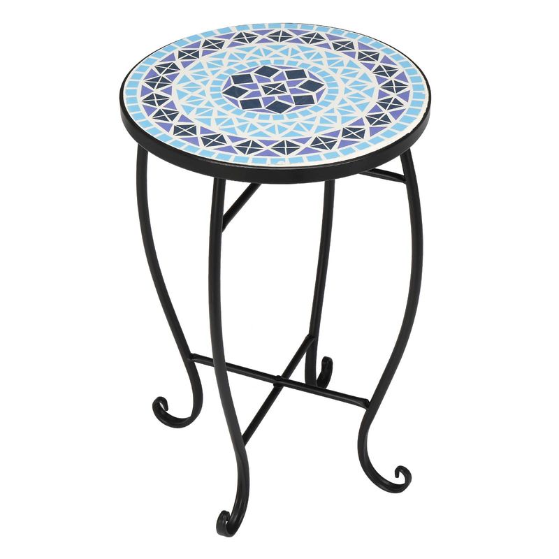 14in Mosaic Patterned Table, Round Table_voghion.com