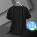 T-shirt à manches courtes en soie glacée et modal pour homme, haut d'été fin à séchage rapide, grande taille, décontracté, manches courtes_voghion.com