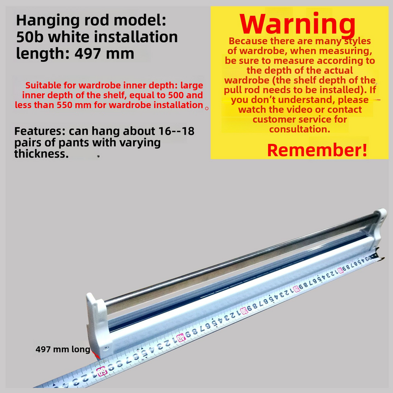 ​50cm Extendable Pants Hanger Rail - Pull-Out Closet Organizer For Wardrobe With Slide Track_voghion.com