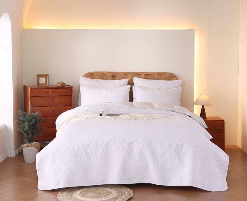 Conjunto de losangos multifacetados CG06, adequado para quartos e salas de estar (1 colcha + 2 fronhas, sem núcleo de edredom ou travesseiro)_voghion.com