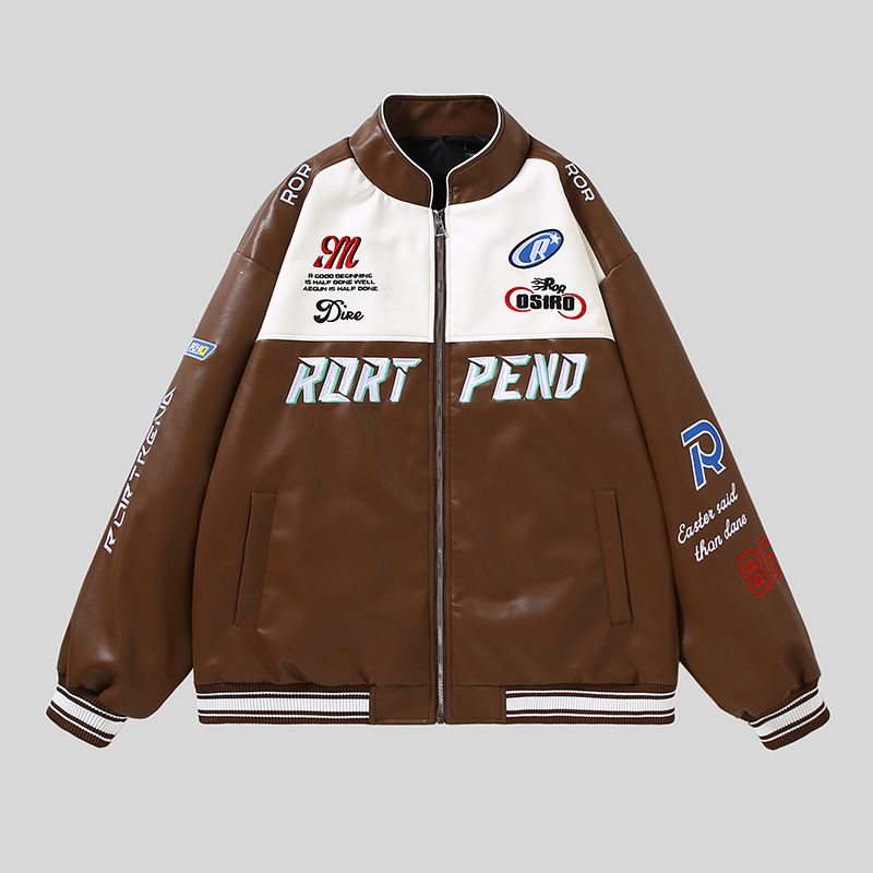 Männerkleeder Pilot PU gestickte Jackett Männer Baseball Kraang gestickte Liederjacket Männer Motorradjackett_voghion.com