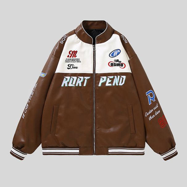 Männerkleeder Pilot PU gestickte Jackett Männer Baseball Kraang gestickte Liederjacket Männer Motorradjackett_voghion.com