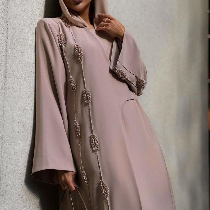 Uus naiste moslemi hommikumantel vastupidav küünehelmestega kuum teemant elegantne abaya pikk kleit_voghion.com