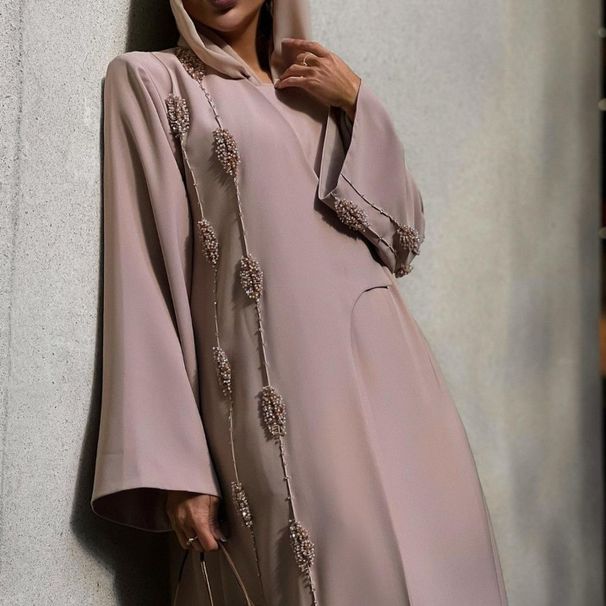 Uus naiste moslemi hommikumantel vastupidav küünehelmestega kuum teemant elegantne abaya pikk kleit_voghion.com