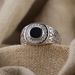 gioielli raffinati placcati in oro vero sterling rotondo agata nera con zircone anello in argento per uomo_voghion.com