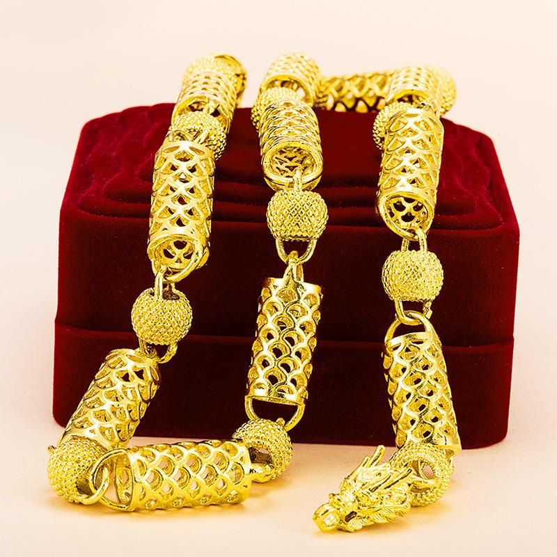 Gold Color Buddha Bead Bead Necklace for Women Men Luxury Gold Plated No Fade Choker Jewelry_voghion.com