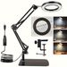 1 Stéck LED-Lupp mat verstellbarem Stativ a Clip - 10x Vergréisserung, 3 Faarfmodi, stufenlos Dimmung, fir Reparaturen, Bastelen a Schweessen_voghion.com