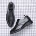 Suitable For All Seasons British Style Korean Version Brogue Carved Leather Business Formal Trendy Men's Casual Pointed Toe Lace-up Wedding Shoes_voghion.com