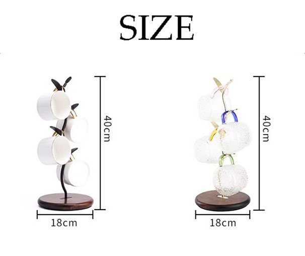 Trädformad träkaffe-tekoppförvaringshållare Heminredning Mugghängande displayställ Avrinningsbricka Torkställningshållare_voghion.com