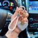 Portachiavi per auto a forma di cuore in argilla con cinturino in pelle intarsiato di diamanti, ciondolo squisito per donna_voghion.com