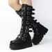 Women's plus-size boots with metal buckle platforms and high boots_voghion.com