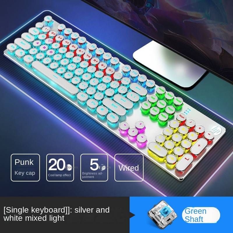 HP-GK400Y Punk Retro mecánico de juegos Internet café Oficina eje negro eje verde eje de té teclado de eje rojo_voghion.com