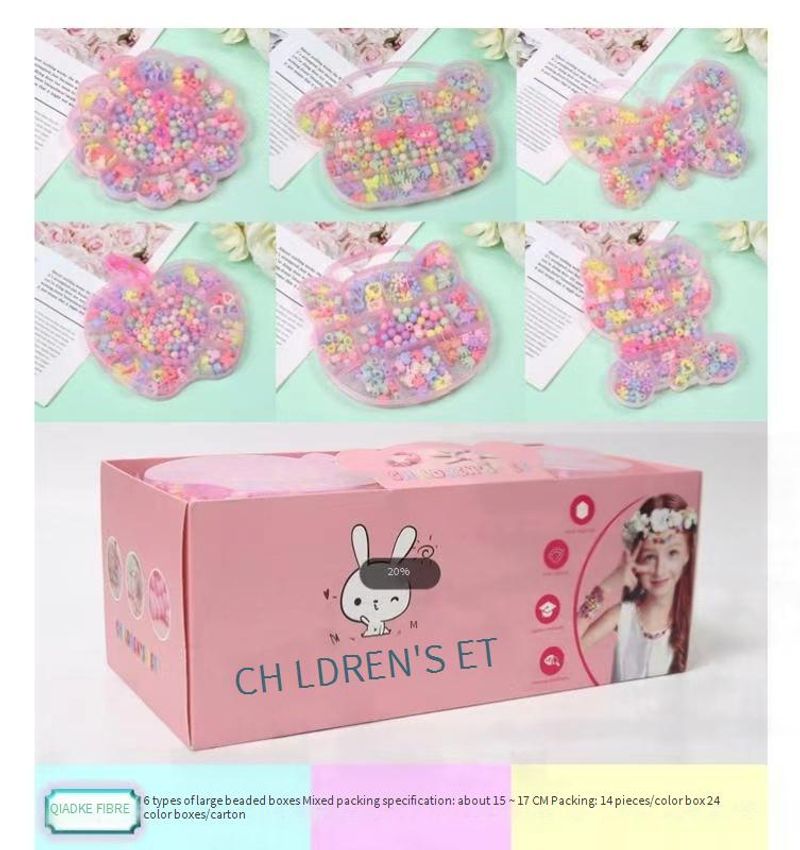 children's beaded girl toys handmade diy making material package bracelet necklace jewelry cartoon gift box beads_voghion.com