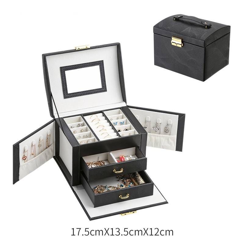 Family Organizer Creative Butterfly Double Open Multi Layer Princess Ring Earrings Necklace Pu Jewelry Storage Box Portable Jewelry Box_voghion.com