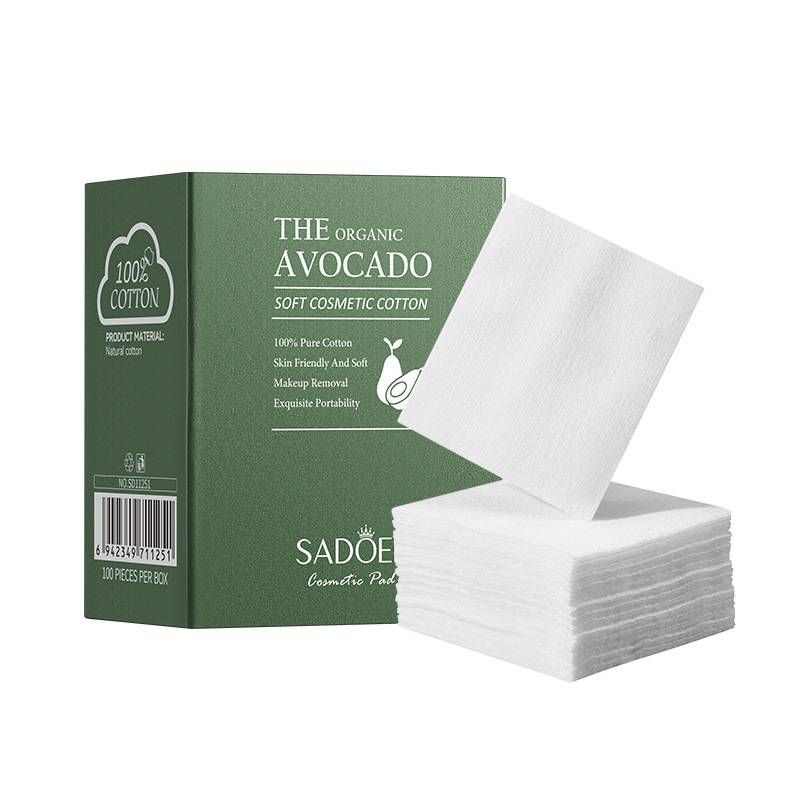 SADOER Avocado Gentle Cotton Pads - Pure Cotton, 100 Counts, Multi - Use For Makeup Removal & Toner Application_voghion.com