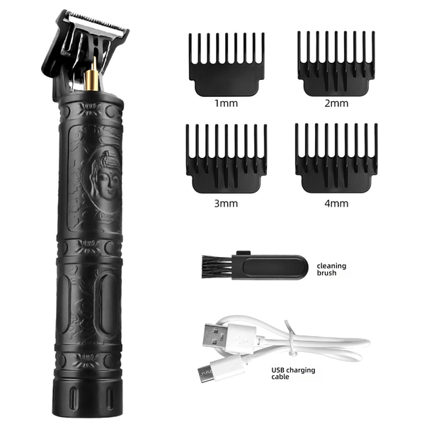 Tondeuse à cheveux rétro - Rechargeable par USB avec lames détachables en acier inoxydable, corps en métal vintage et moteur silencieux_voghion.com