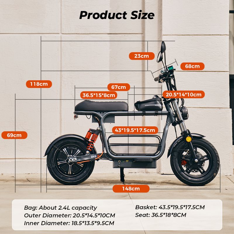 IScooter DX5 Electric Scooter With Seat And Basket 1500W 15.6Ah Scooter For Adults 72KM Range 15''Scooter With NFCs 55KM/h Speed_voghion.com