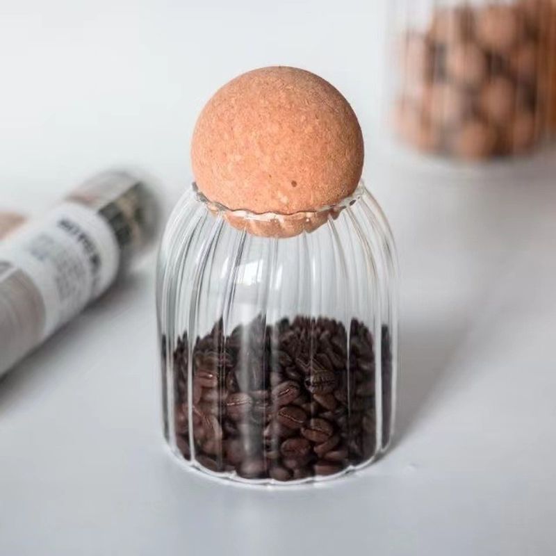 Organisateur familial pour le jour de Pâques, bocal à boule rayée, liège, verre, grains de café, fruits secs, céréales, thé, épices_voghion.com