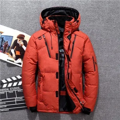 Herren Winterjacken | 20 Grad weißer Entengänsedaunenmantel - dicker warmer Schnee-Windbreaker_voghion.com