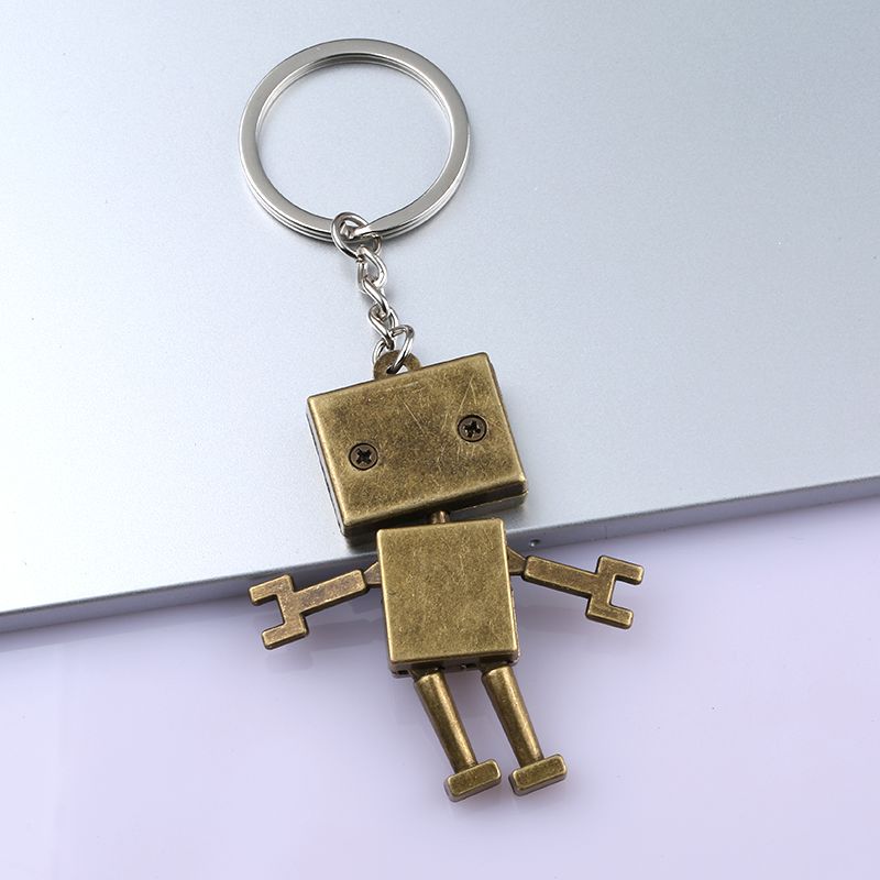 Portachiavi in bronzo a forma di robot, portachiavi in argento a forma di cartone, portachiavi a forma di omino di cartone, ciondolo chiave regalo Aleng_voghion.com