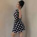 2025 Spring/Summer New Women's Sexy Polka Dot Backless Mesh Flared Sleeve Mini Dress_voghion.com